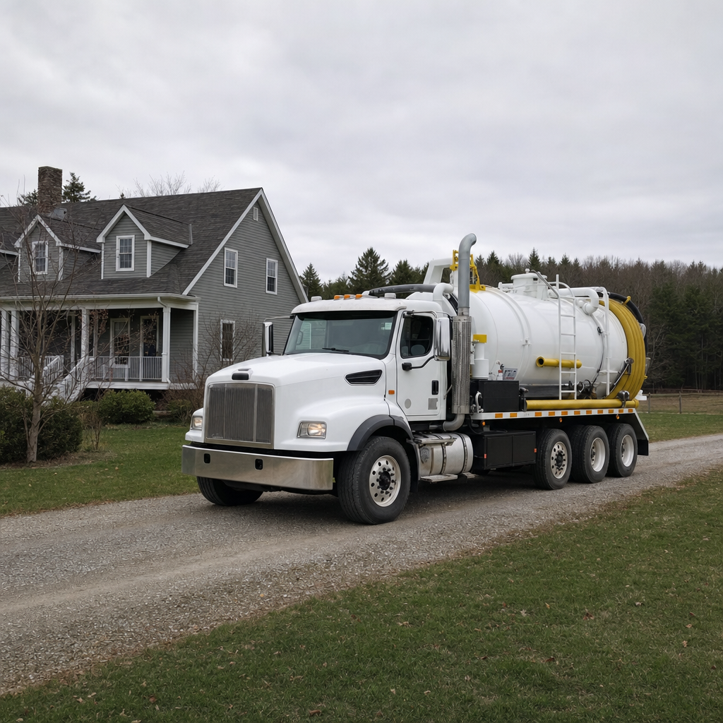 Septic vacuum truck arriving at a Fremont home for same-day emergency service