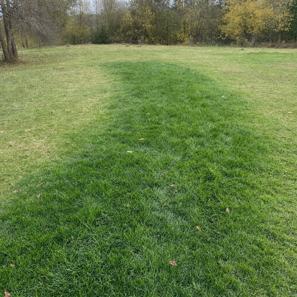 A soggy, unusually green patch of lawn over the drain field of a Fremont home, a sign the septic tank needs pumping